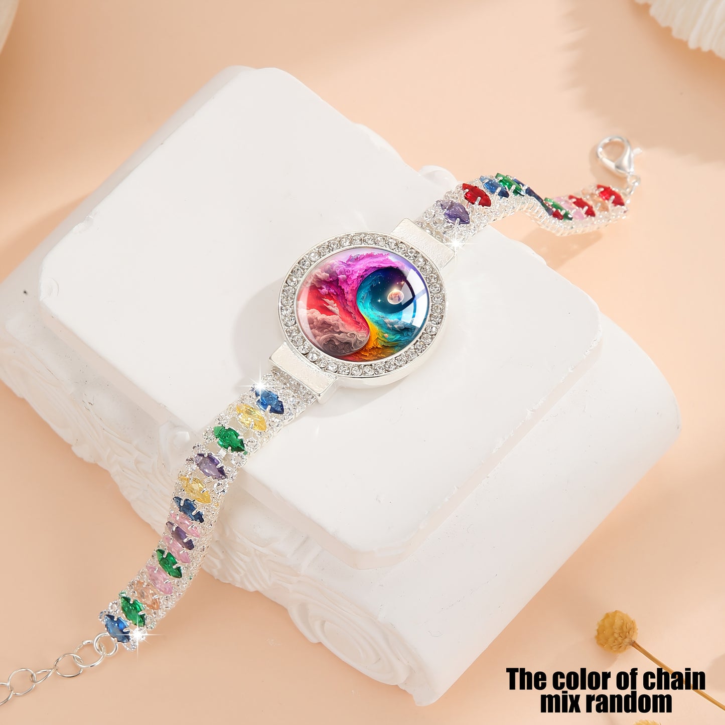 Bracelet  pour femme en zircone synthétique colorée (1 pièce), idéal pour offrir ou à porter au quotidien.