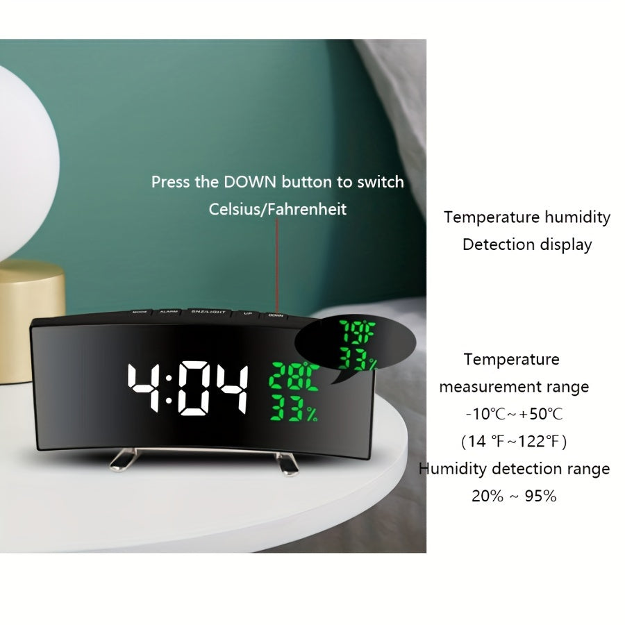 Réveil multifonction LED 6,6 pouces avec grand écran