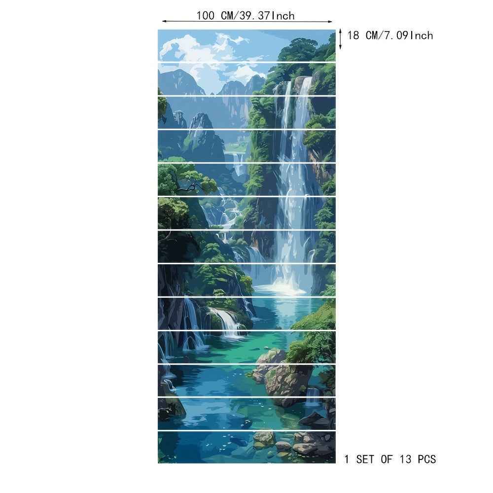 Vinyl Stair Riser Decals - Peel & Stick, Waterproof, Removable Wall Stickers, Boho Geometric Pattern, Glitter Finish, for Home Decor, 13pcs Set, 100.0cm x 18.01cm, Wood Surface Recommendation, Self-Adhesive, Boho Styl