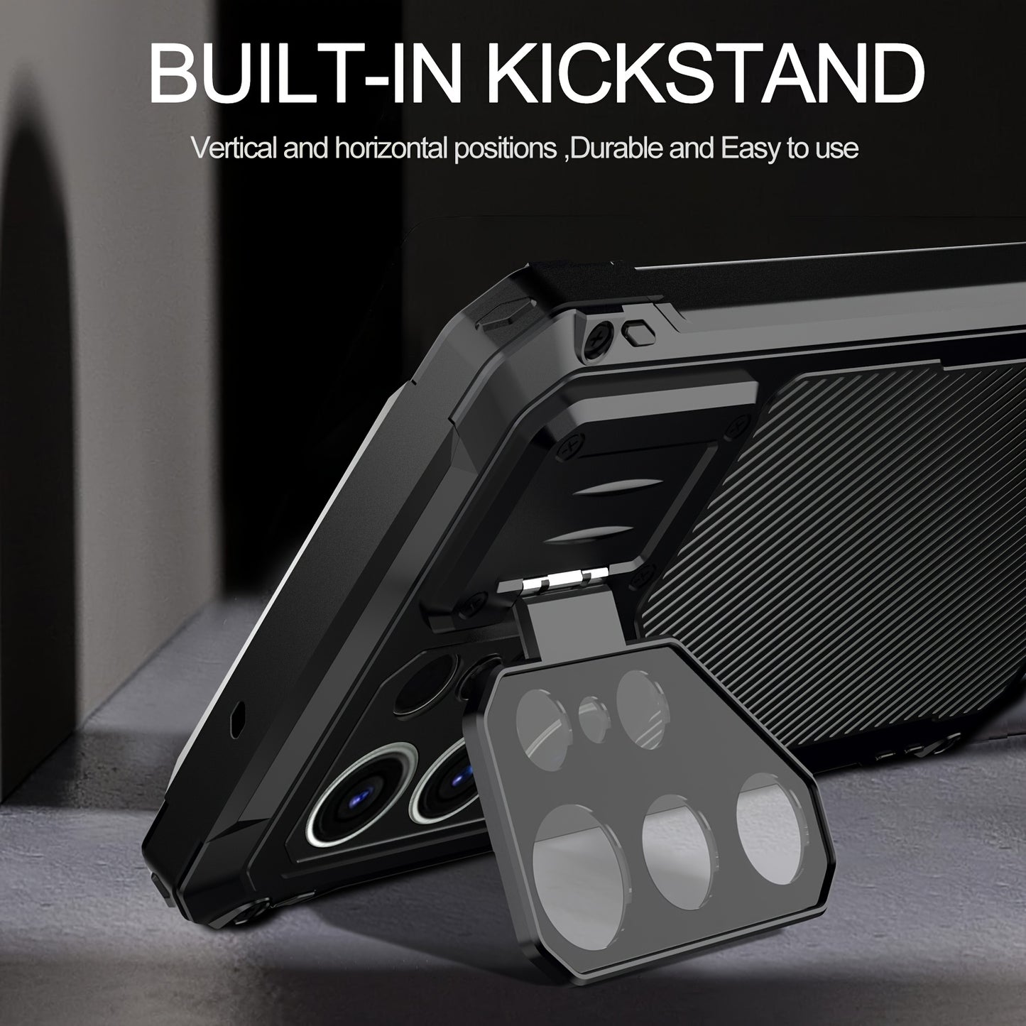 Phone case: for  S24 S23 Ultra armor metal magnetic phone case heavy duty shockproof aluminum cover screen protector