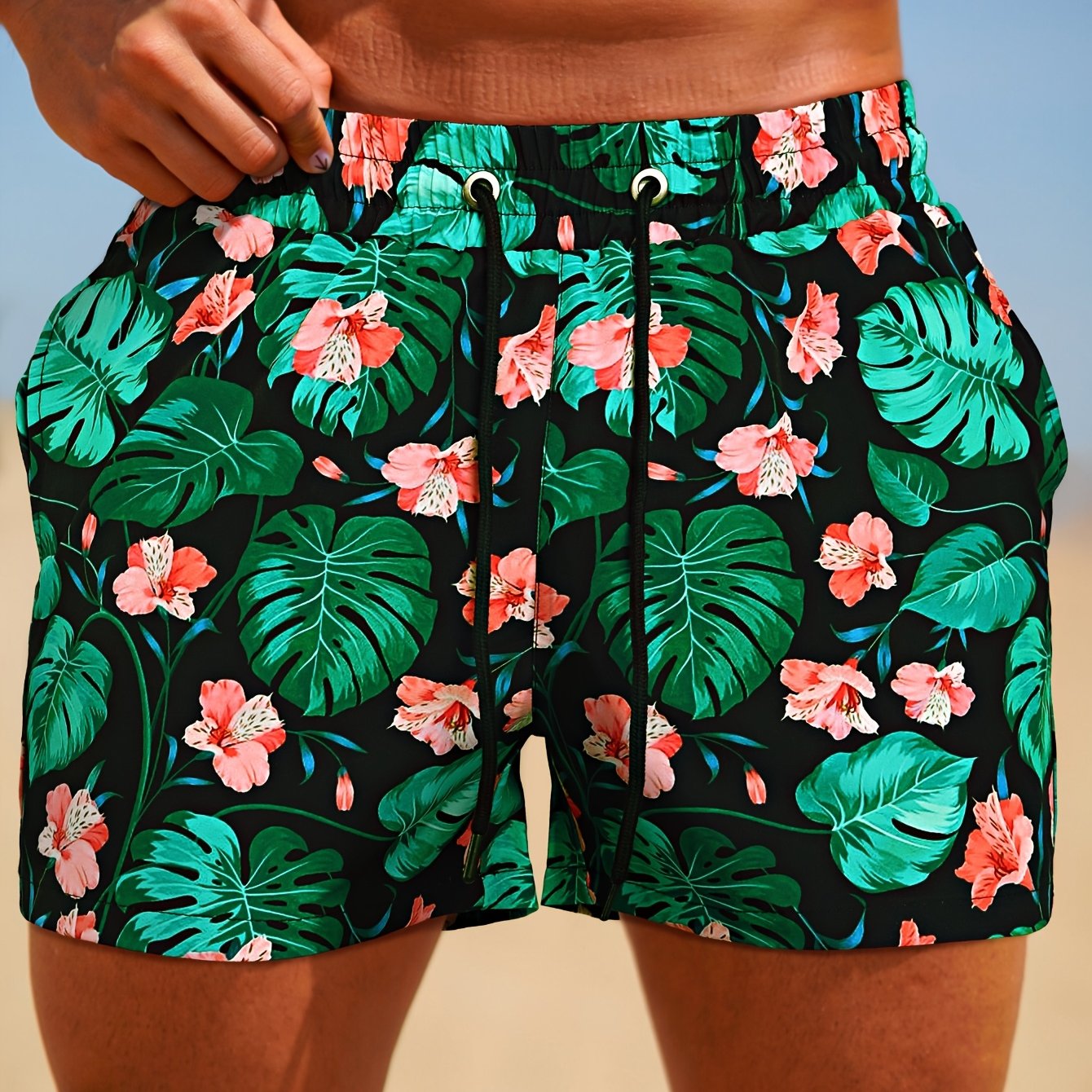 Short de bain élastique d'extérieur avec doublure en maille pour le surf, la plage