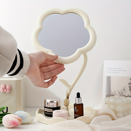 Flower-Shaped Makeup Mirror, Desk Vanity Mirror With Jewelry Storage, High-Definition Cosmetic Mirror, Cute Sunflower Design For  Room Decor - Topdecheztop.fr