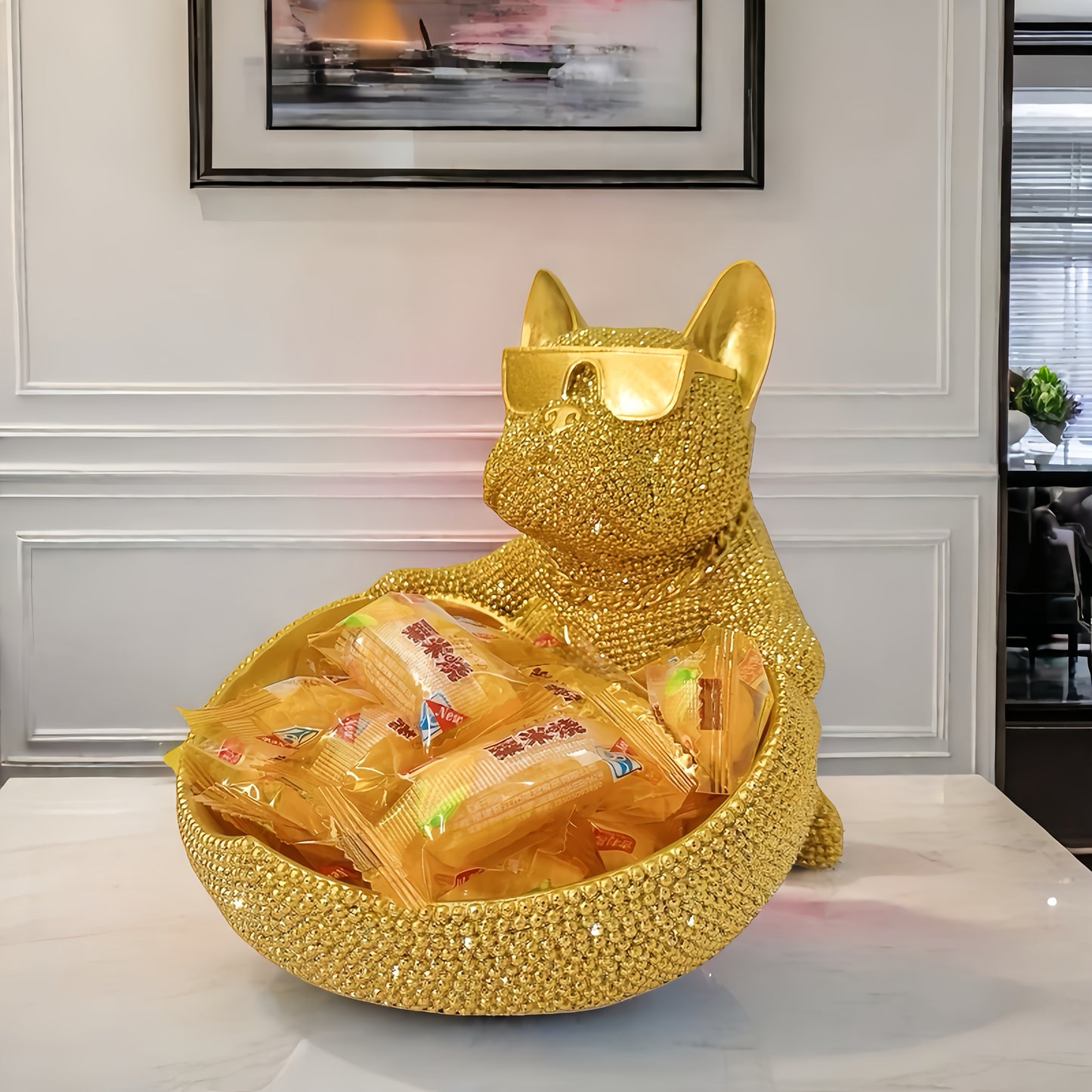 Statuette de chien élégante avec lunettes (1 pièce) - Décoration