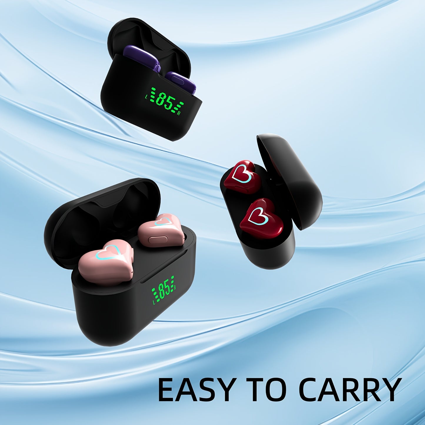 Ecouteurs sans fil TWS en forme de cœur