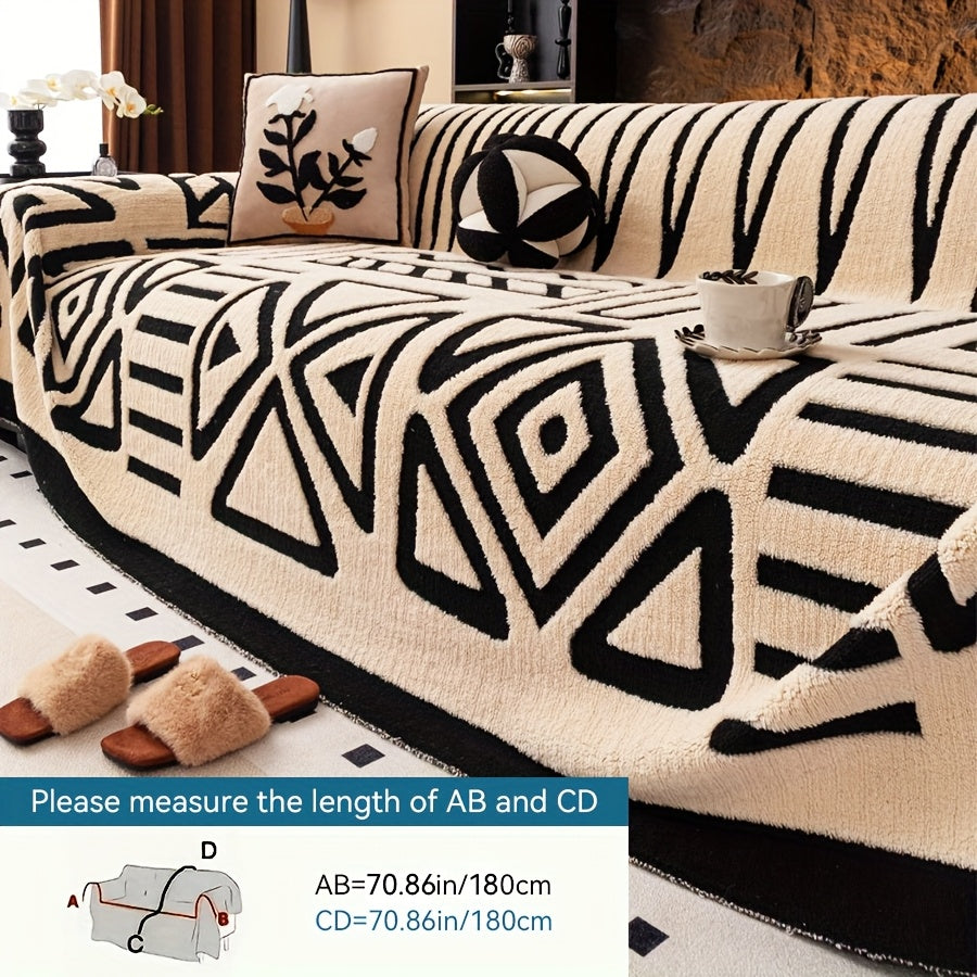 1 protège-canapé style bohème, couverture confortable vintage