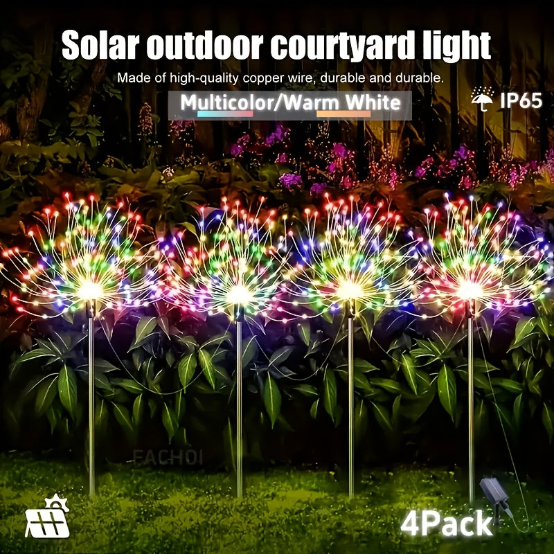 Lot de 4 lampes solaires d'extérieur pour jardin (240 LED), version améliorée