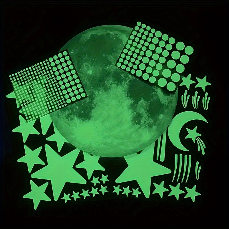 Autocollants muraux phosphorescents étoiles et lune - Topdecheztop.fr