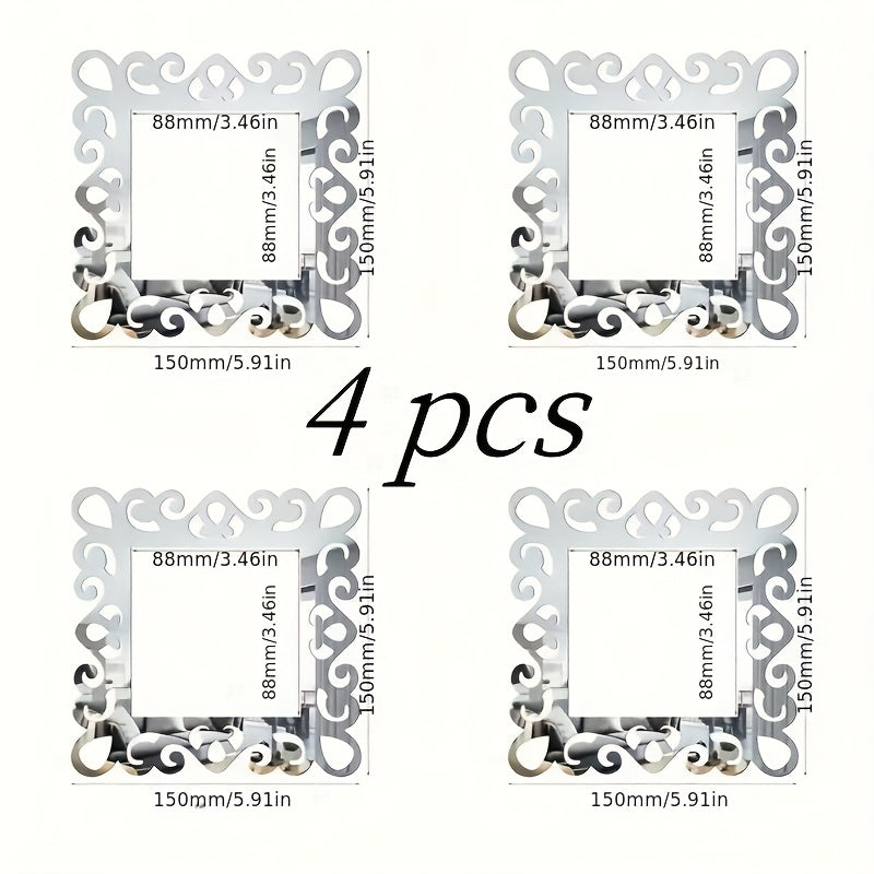 Lot de 4 autocollants décoratifs en acrylique dentelle à goutte d'eau avec cadre floral pour interrupteur, autocollants miroir décoratifs, autocollants dentelle pour interrupteur, autocollants muraux décoratifs miroir pour interrupteur, adaptés pour la décoration d'interrupteurs de salon et de