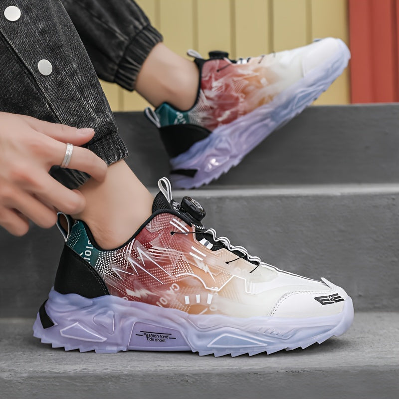 1 paire de baskets mode, chaussures de ville décontractées à lacets