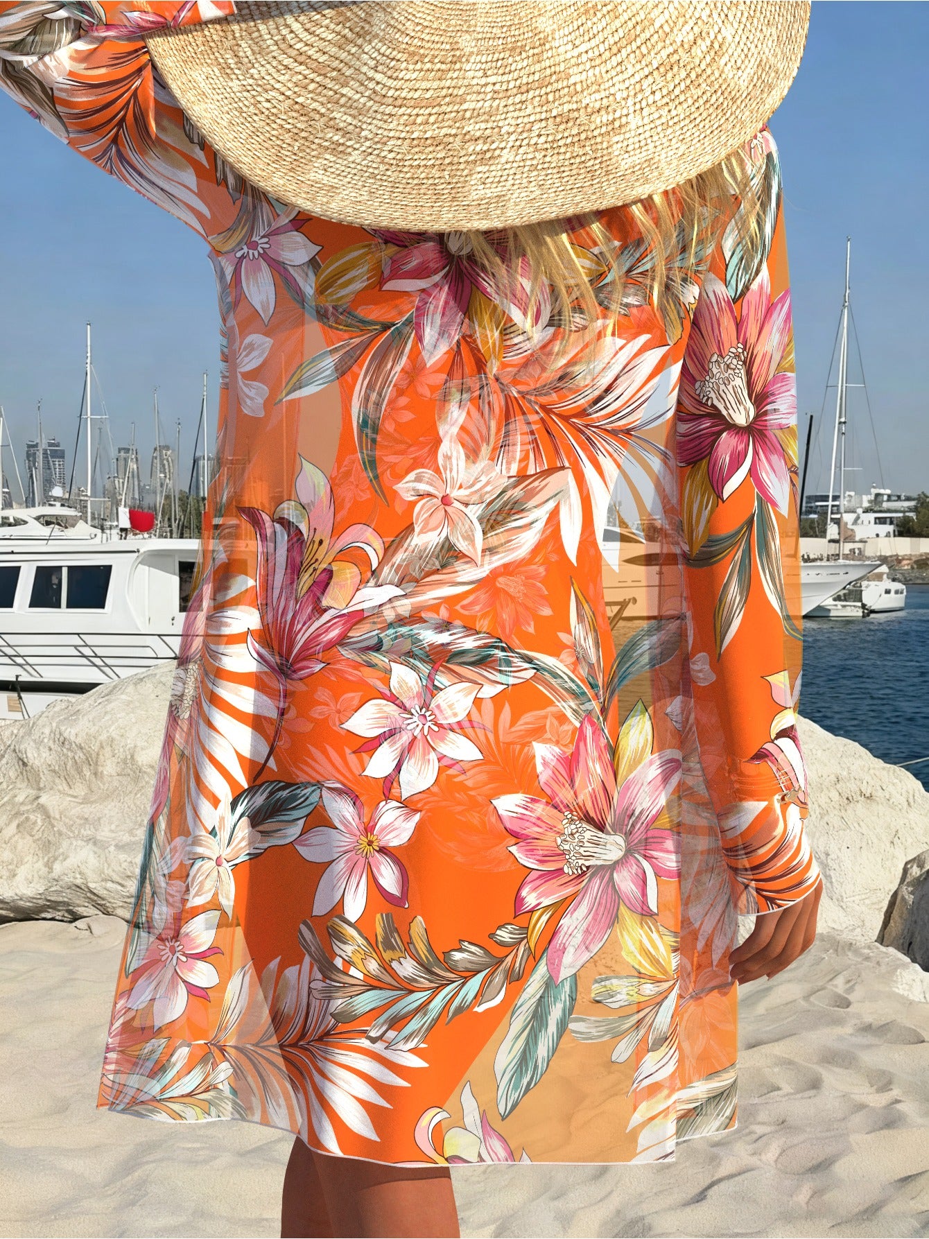 Maillot de bain une pièce élégant pour femme avec paréo, imprimé tropical