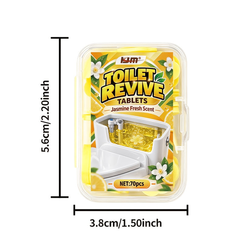 Pastilles de nettoyage pour toilettes 70pcs - Jasmin pour un parfum frais, pastilles de nettoyage pour cuvette de toilette, pastilles effervescentes pour le réservoir de toilette pour un entretien de salle de bain frais