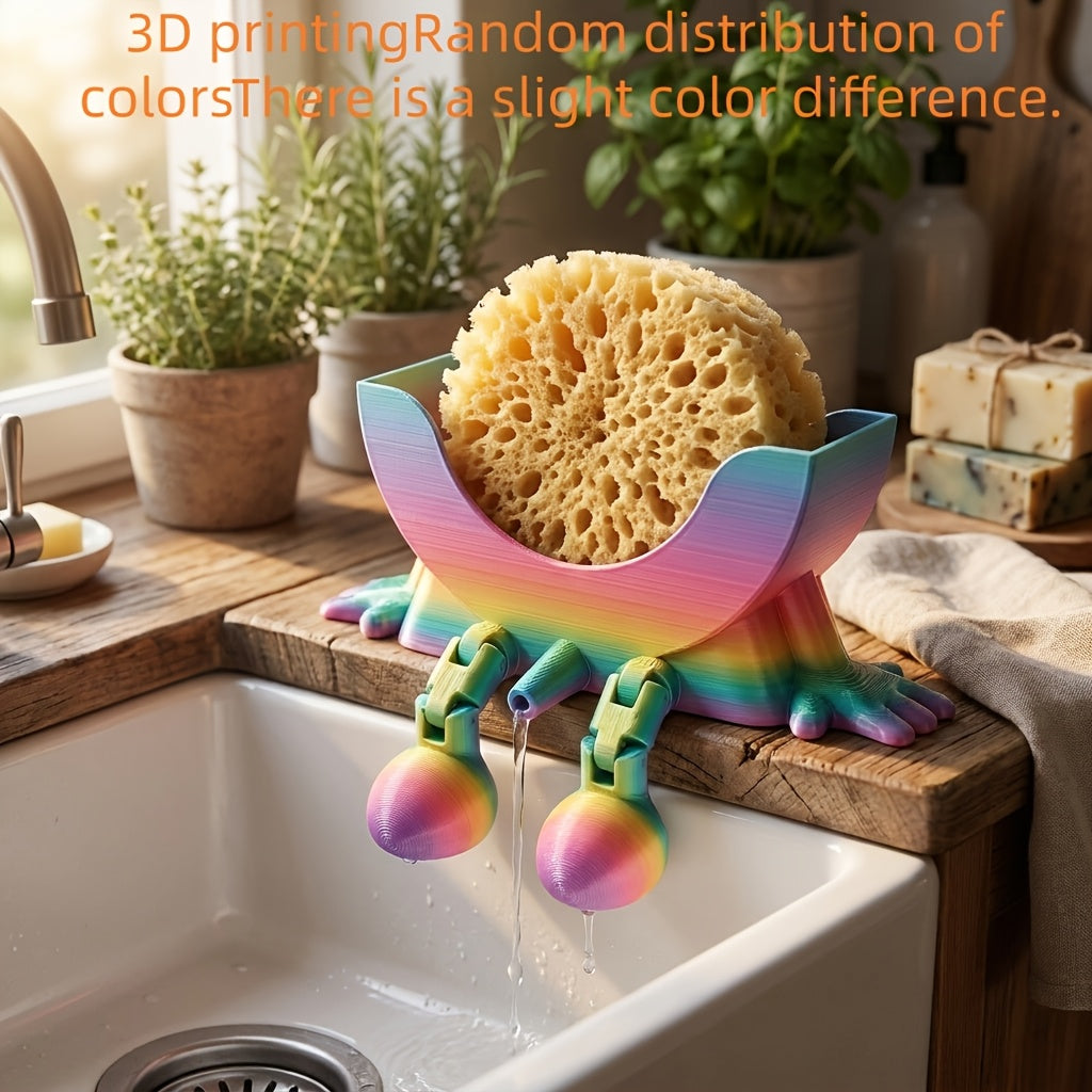 Support éponge d'évier imprimé en 3D, support éponge pour évier de cuisine, organisateur de cuisine amusant, pour salle de bain, appartement, hôtel, restaurant, comptoir mural (distribution aléatoire des couleurs)