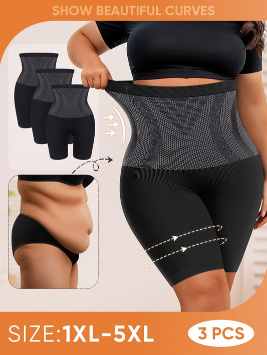 3-Pack Plus Size Women's Shaping Panties, High Elasticity Briefs - Topdecheztop.fr