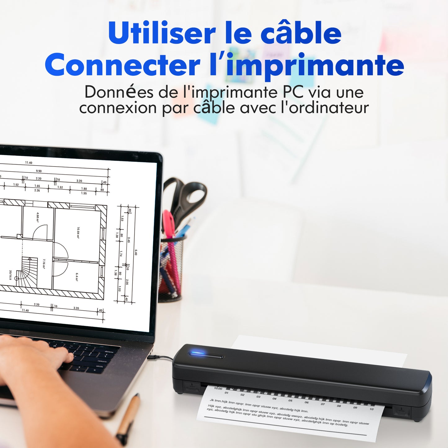 Imprimante thermique portable D810 - Connectivité sans fil et impression USB