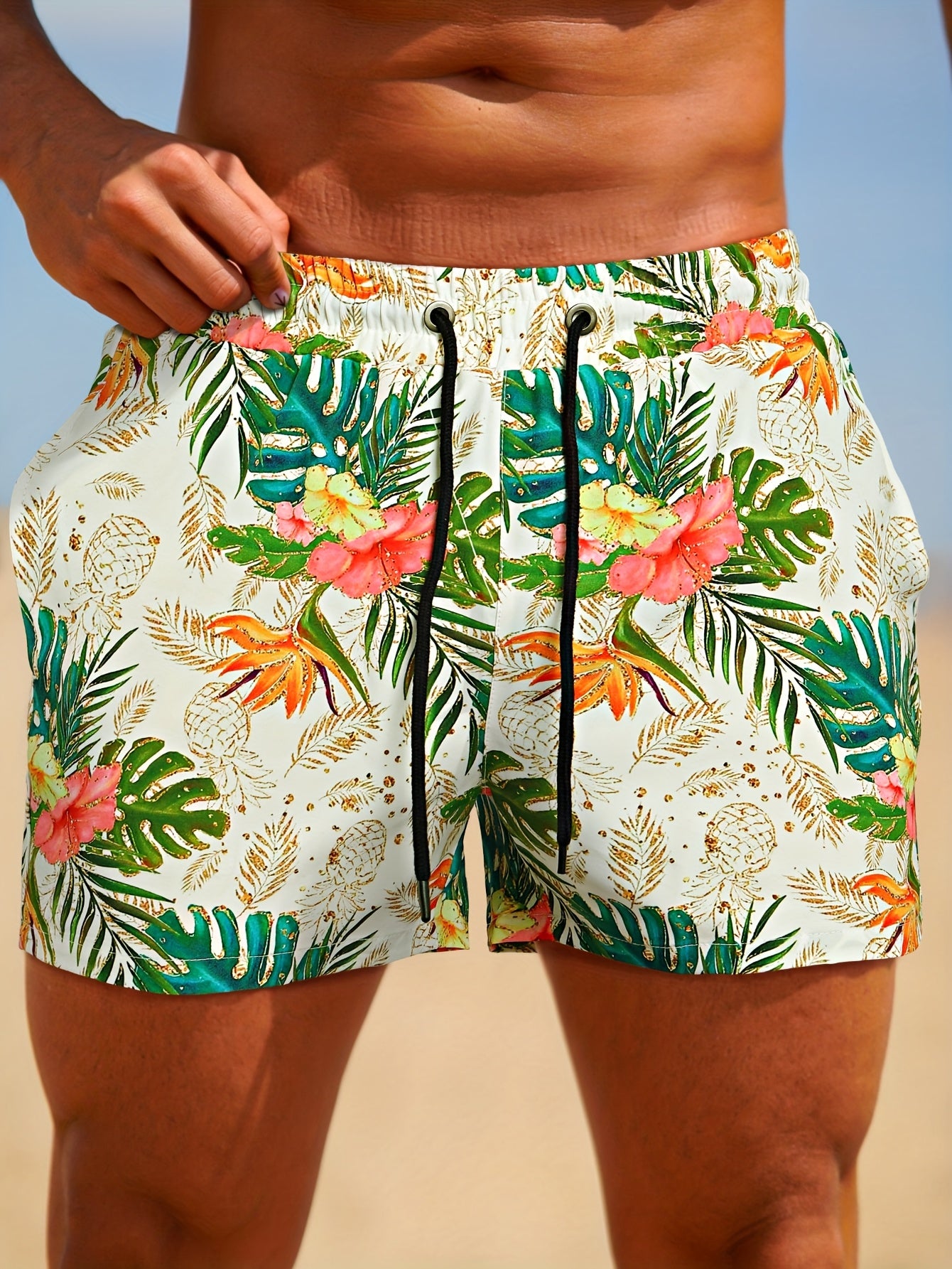 Short de bain élastique d'extérieur avec doublure en maille pour le surf, la plage