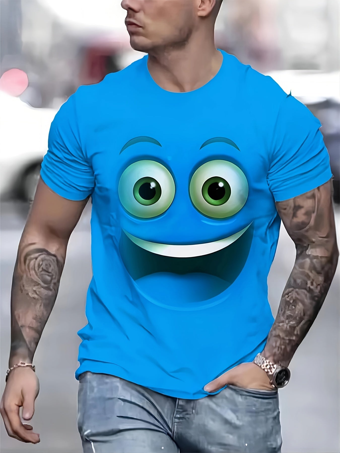 T-shirt homme imprimé visage de dessin animé 3D