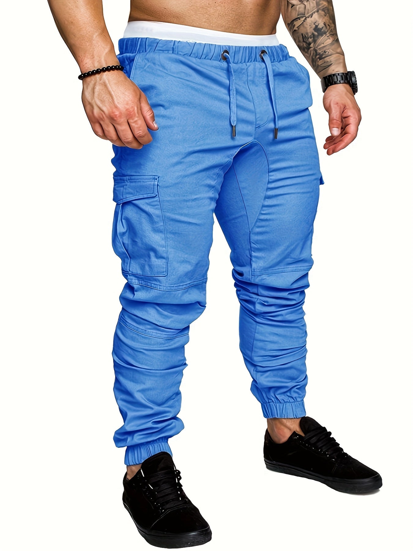 Pantalon cargo robuste pour homme avec design multi-poches, taille réglable