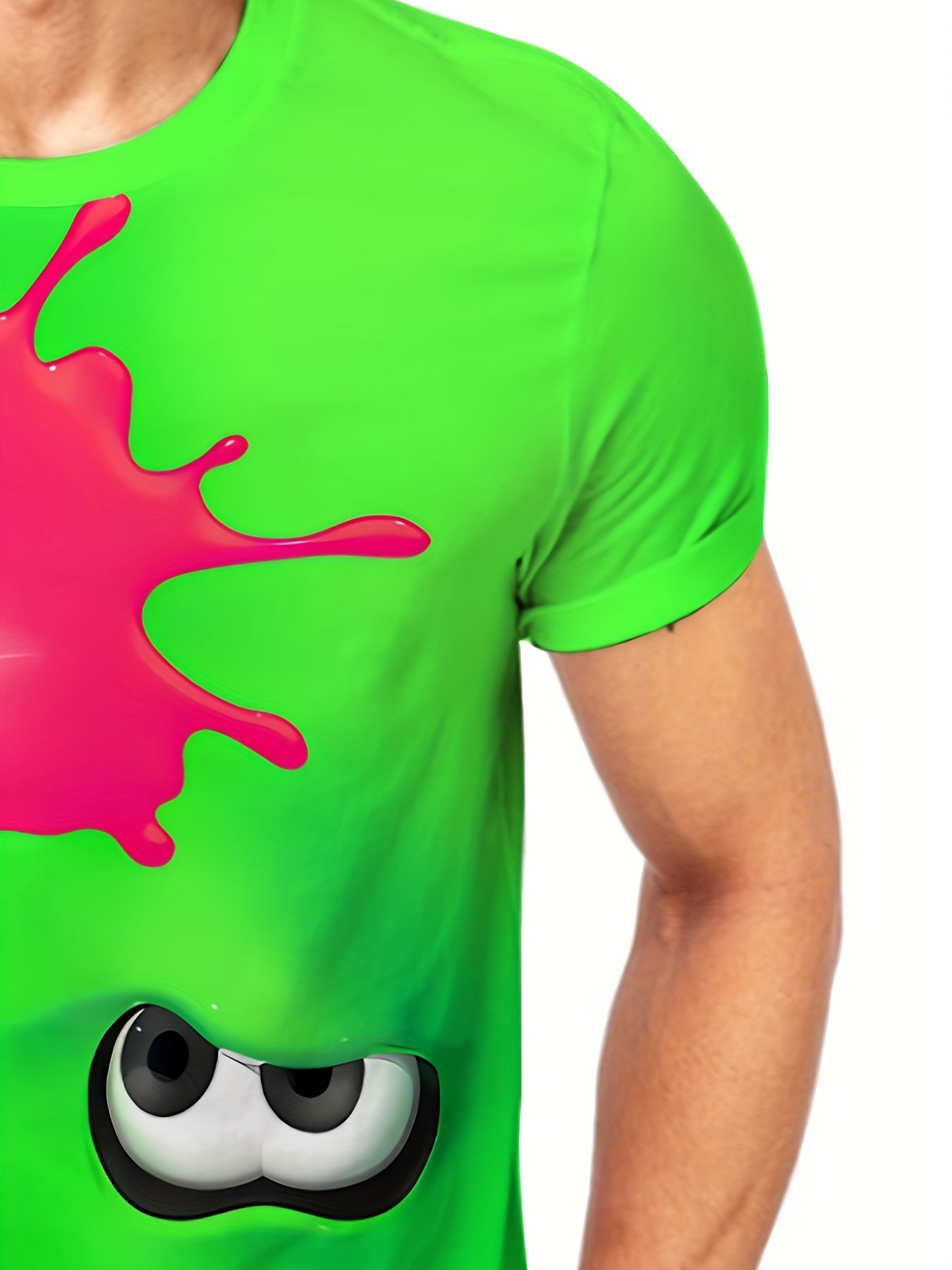 T-shirt homme imprimé 3D intégral, col rond, manches courtes, maille polyester