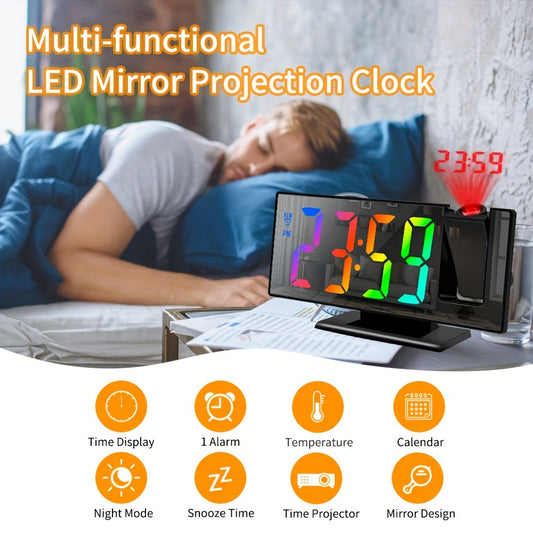 1 réveil NieNie rotatif à 180° avec projection et surface miroir, affichage LED - Topdecheztop.fr