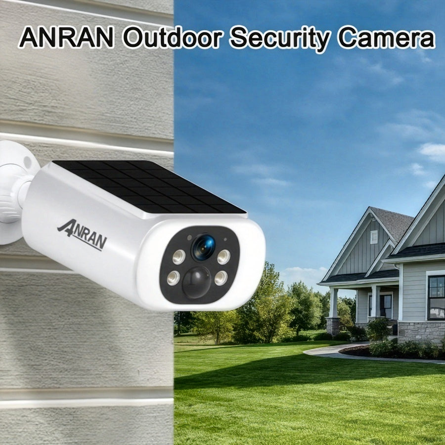 Caméra de sécurité solaire ANRAN 3MP sans fil extérieure, vision nocturne couleur, WiFi 2,4 GHz, panneau solaire intégré