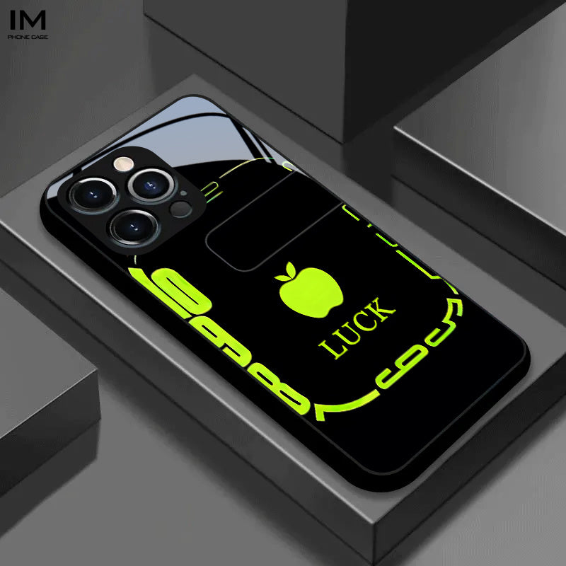 Nouvelle coque en verre avec fond d'écran Pomme porte-bonheur,IPHONE