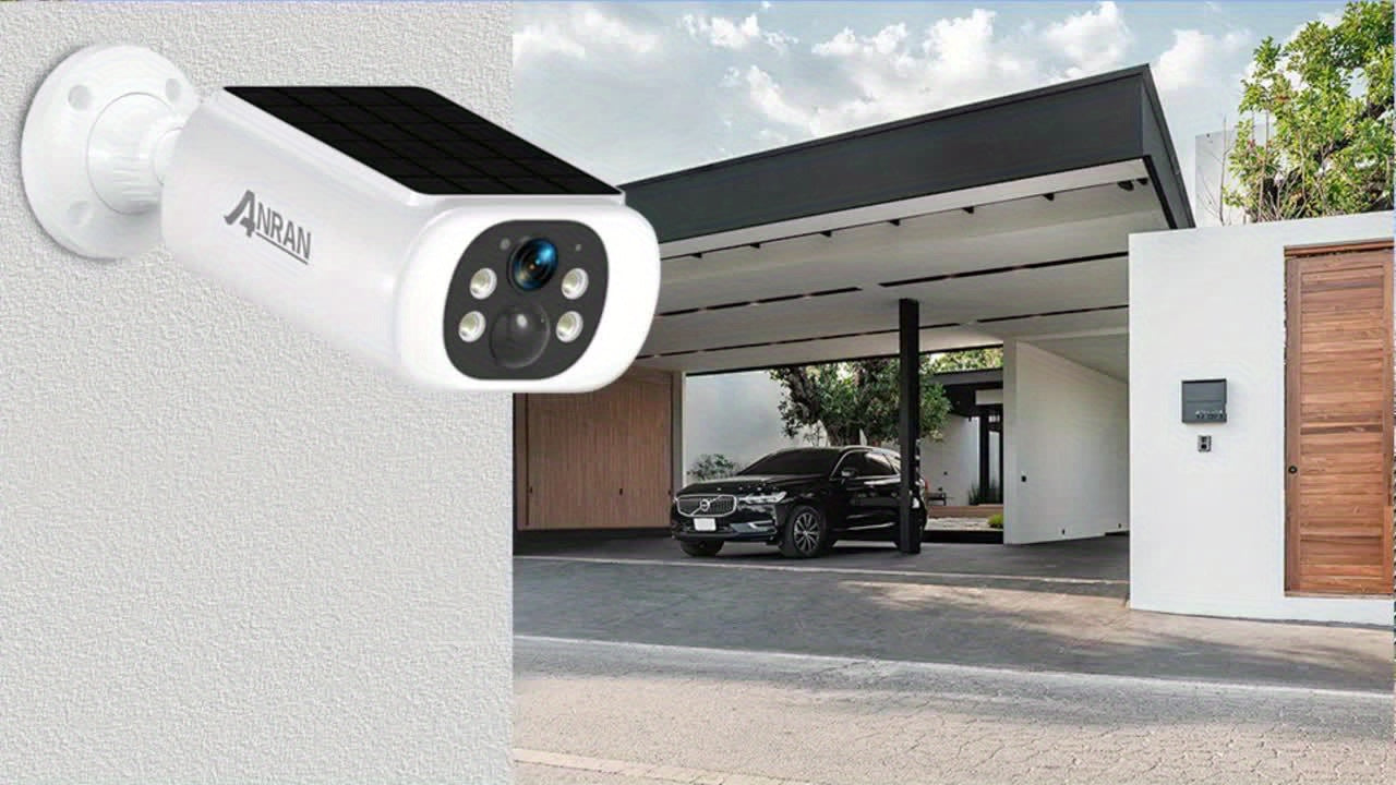 Caméra de sécurité solaire ANRAN 3MP sans fil extérieure, vision nocturne couleur, WiFi 2,4 GHz, panneau solaire intégré