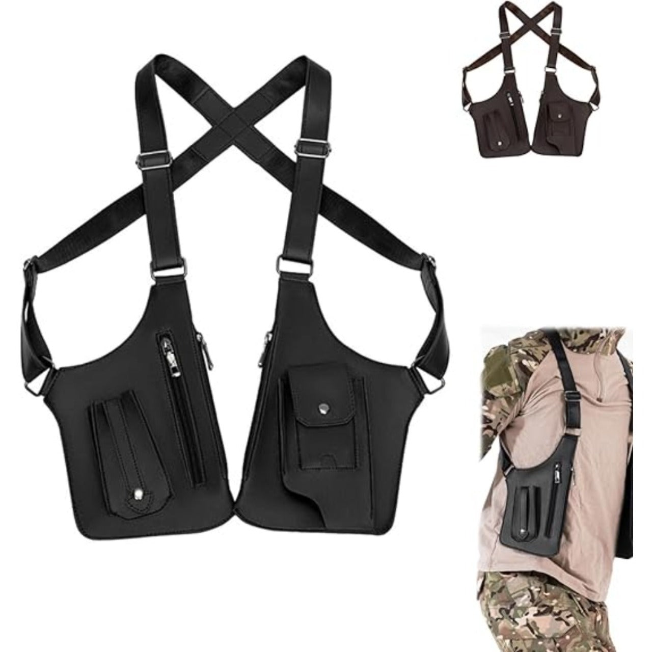 Sac bandoulière vintage pour homme | Bandoulière ajustable, multiples compartiments