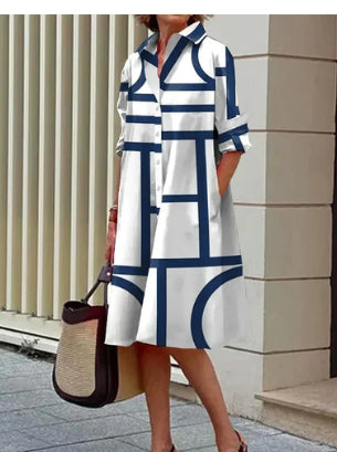 Robe-chemise estivale confortable et colorée à imprimé numérique 3D - Vêtements pour femmes