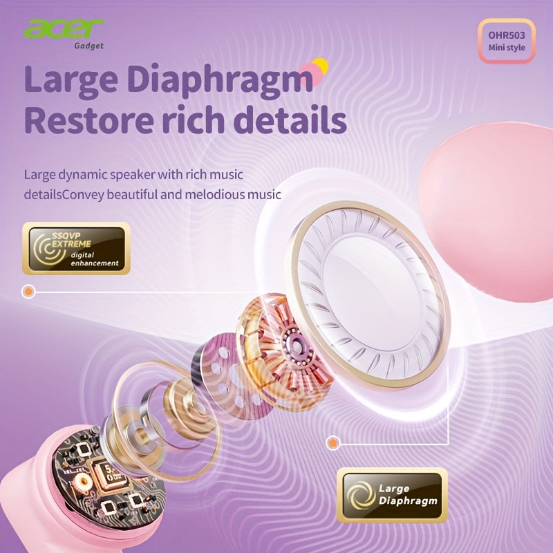 Écouteurs intra-auriculaires sans fil Acer avec chargement USB-C, son stéréo