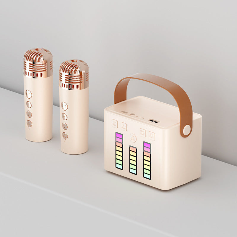 Enceinte Bluetooth sans fil familiale KTV Microphone lumineux coloré