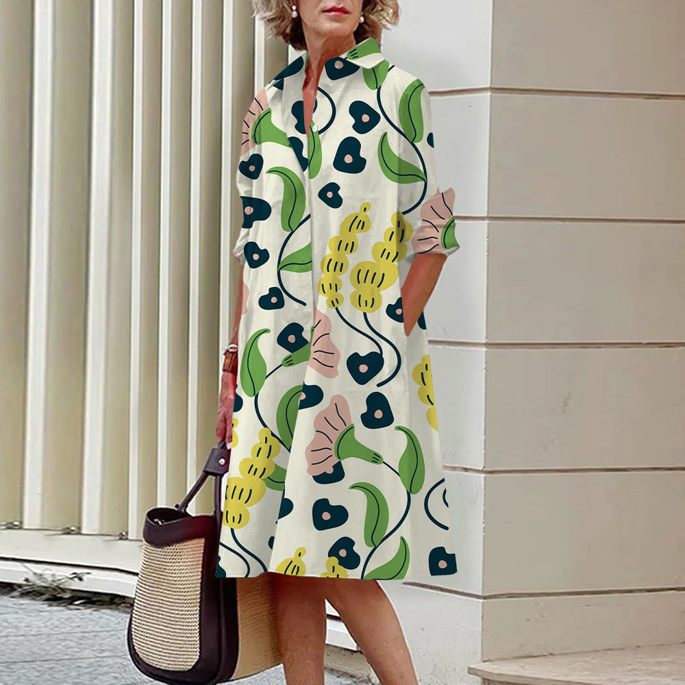 Robe-chemise ample et décontractée pour femme, imprimée numériquement en 3D