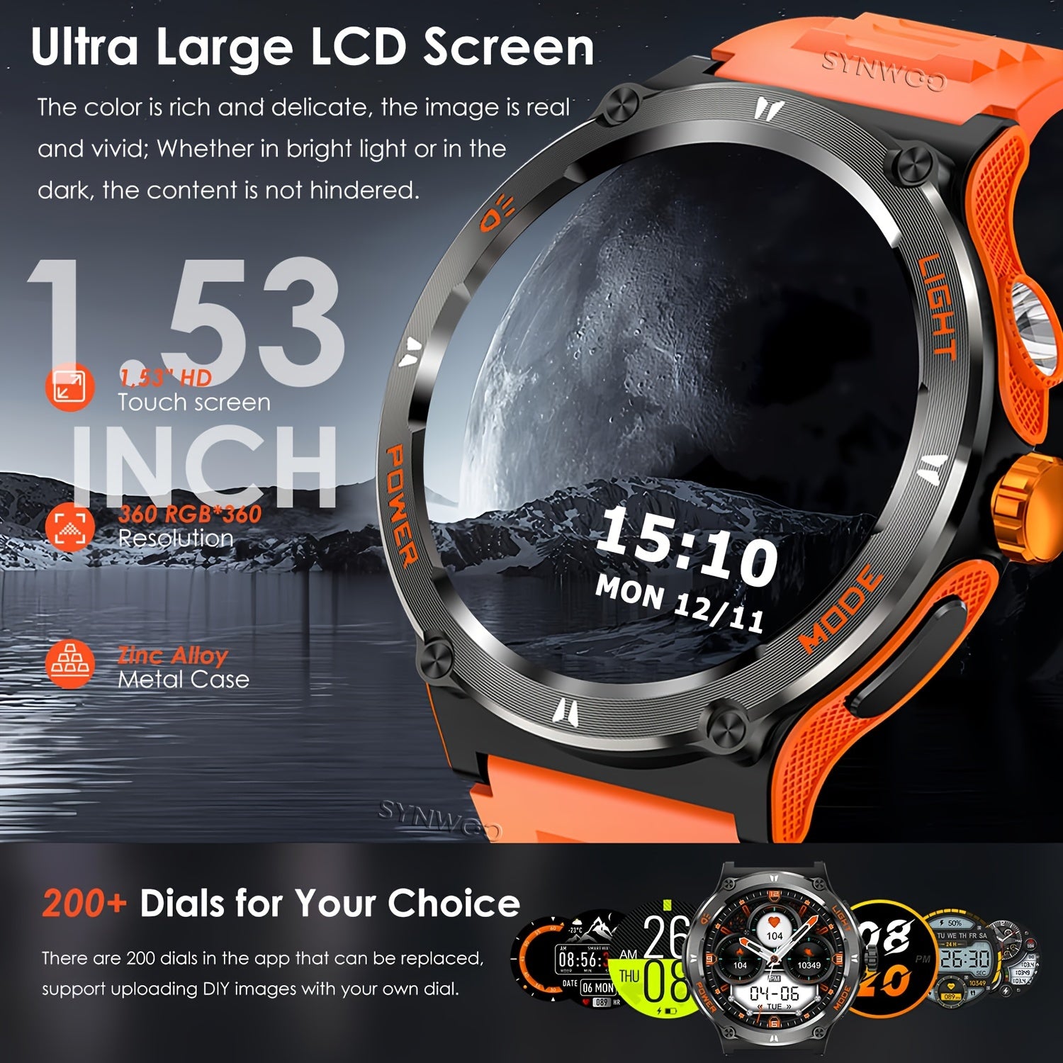 Montre connectée SYNWOO étanche IPX-8 pour hommes - Topdecheztop.fr