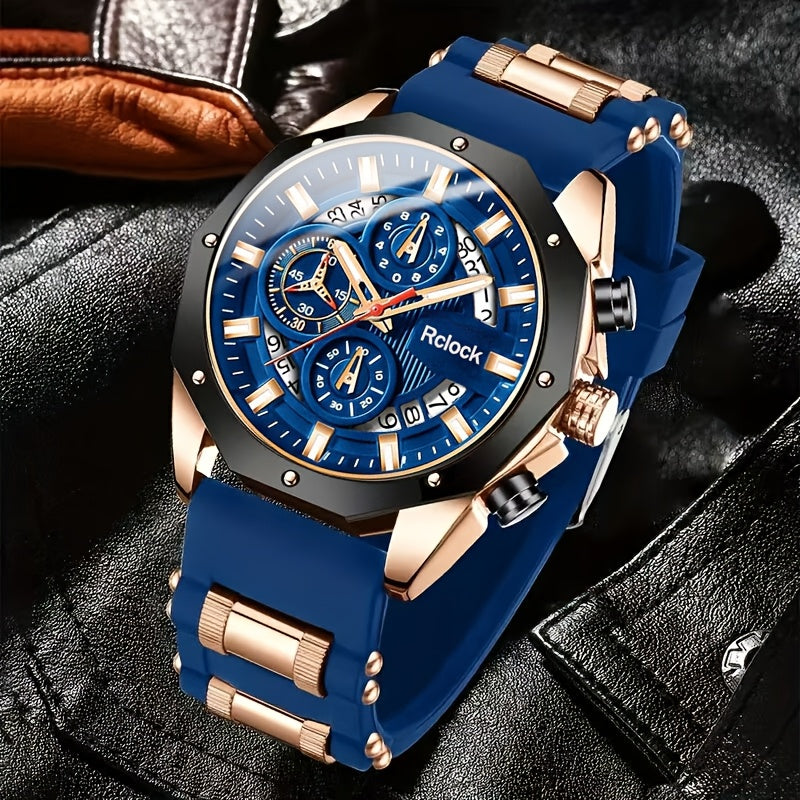 Montre d'affaires tendance pour homme avec bracelet en  et fonction calendrier, adaptée à un port quotidien. Un cadeau idéal pour la famille et les amis pour la fête des Pères, la Saint-Valentin, Noël, et