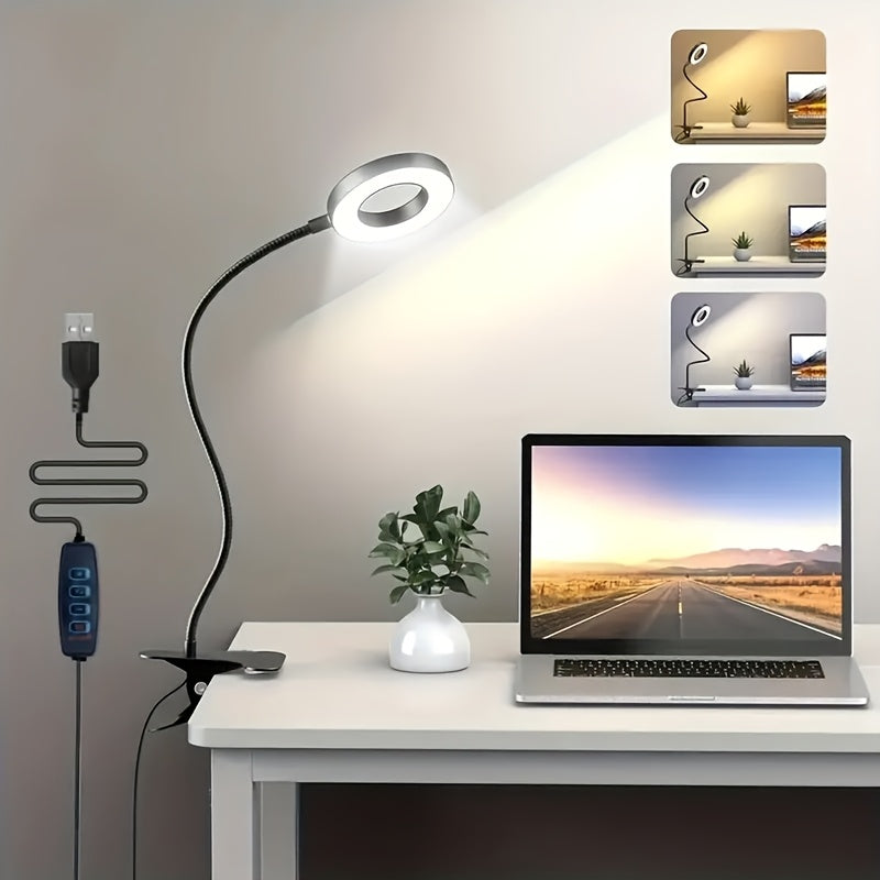 Lampe de bureau LED loupe intégrée (1 pièce), lampe à pince LED, 3 modes d'éclairage