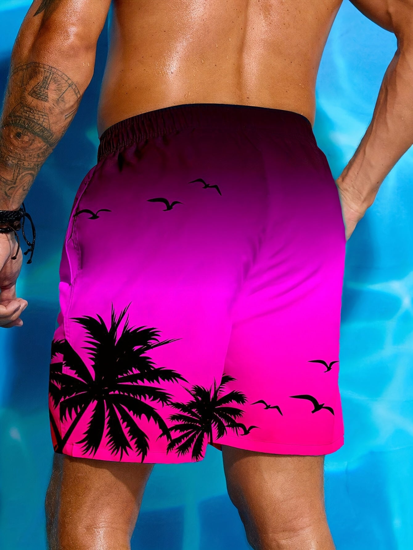Short de plage pour homme à imprimé palmier 3D