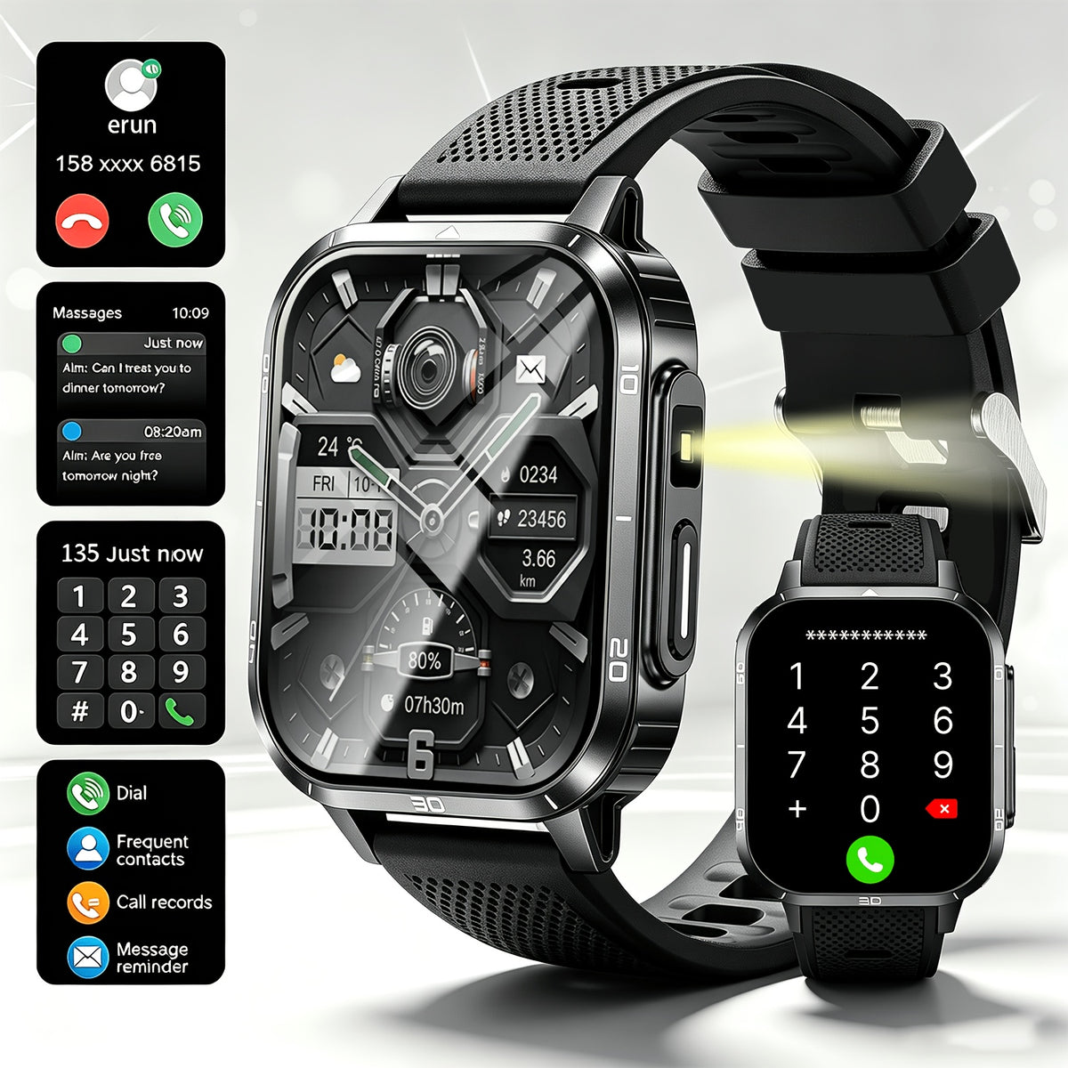 Nouvelle montre connectée multifonctionnelle, une montre connectée de sport en plein air pour hommes et femmes, prend en charge les appels sans fil/notifications de messages texte, se connecte aux téléphones iPhone/Android, et dispose d'un suivi de la condition physique, d'un contrôle de la musique