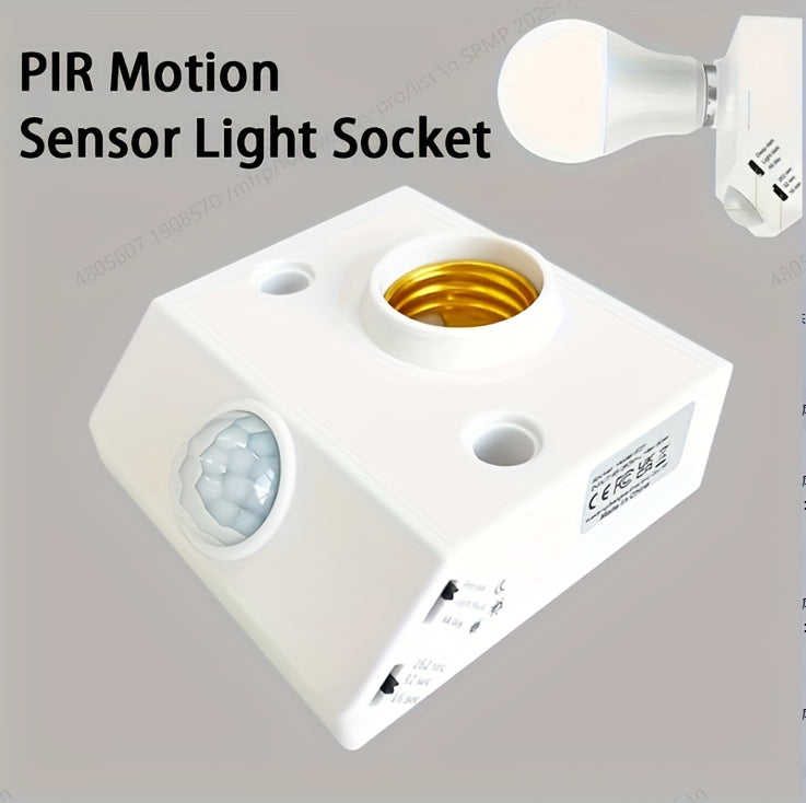 Douille à détecteur de mouvement avec adaptateur E27 - Interrupteur à capteur infrarouge, marche/arrêt automatique
