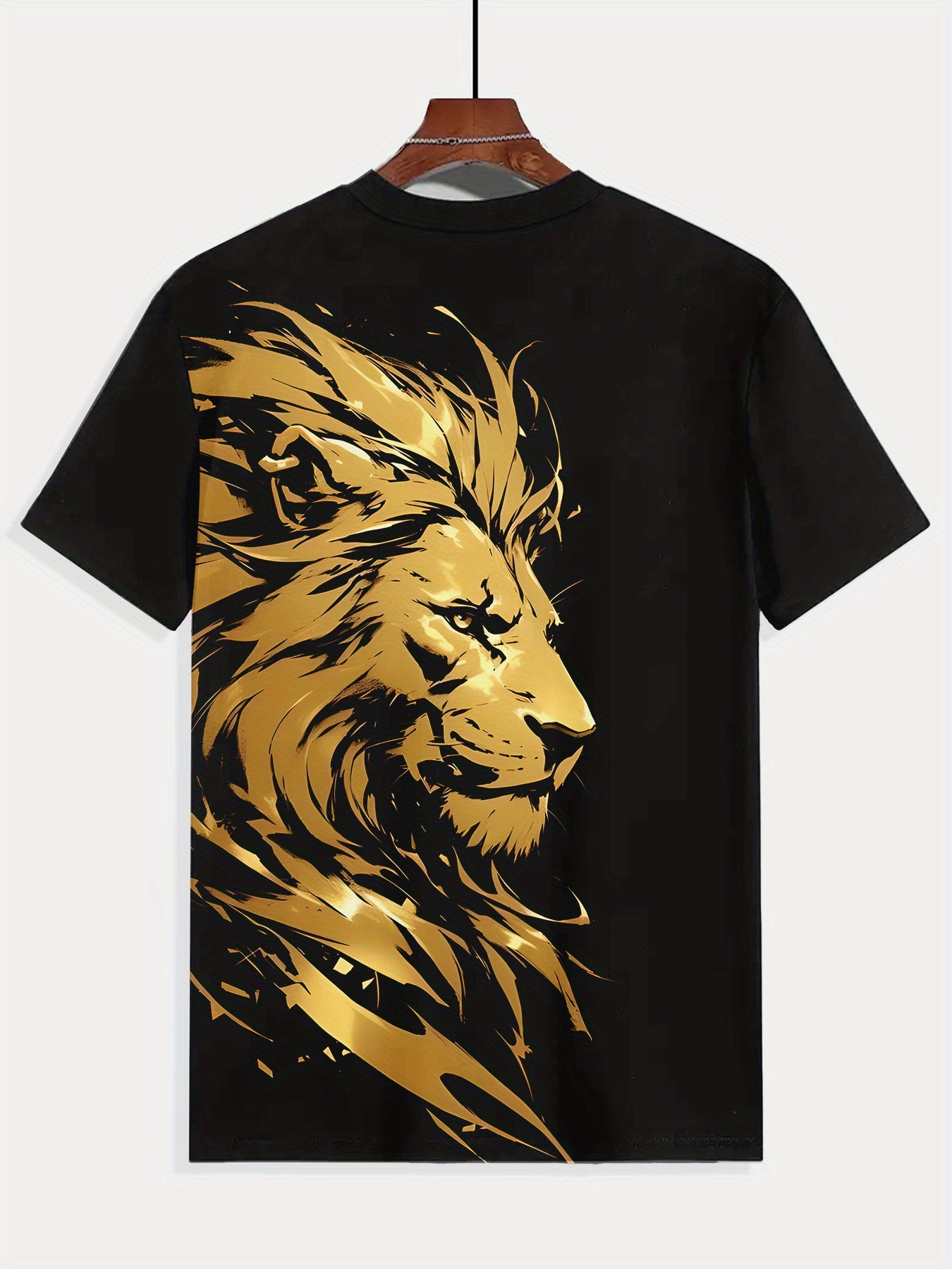 T-shirt homme à motif lion noir - Imprimé numérique