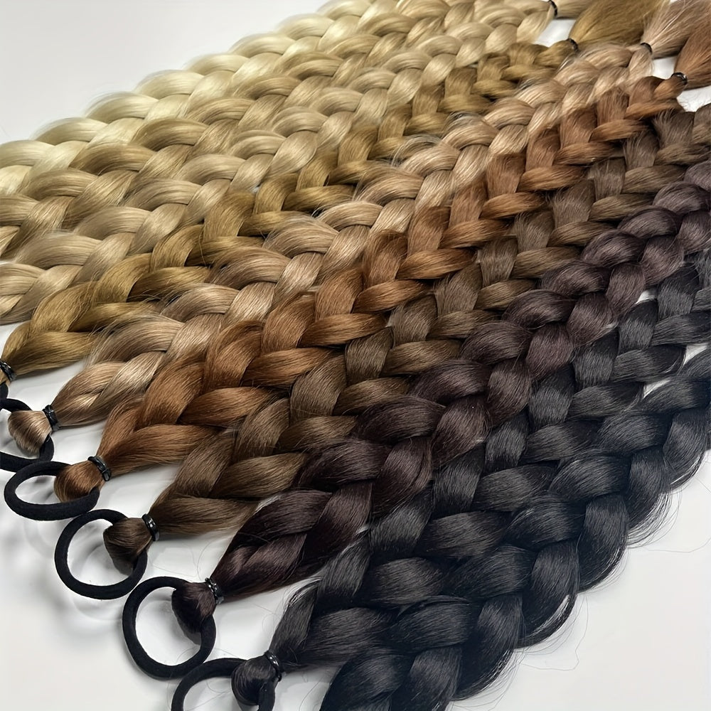 Extensions de queue de cheval longues tressées avec bande élastique en fibre synthétique pour cheveux 60,96 cm