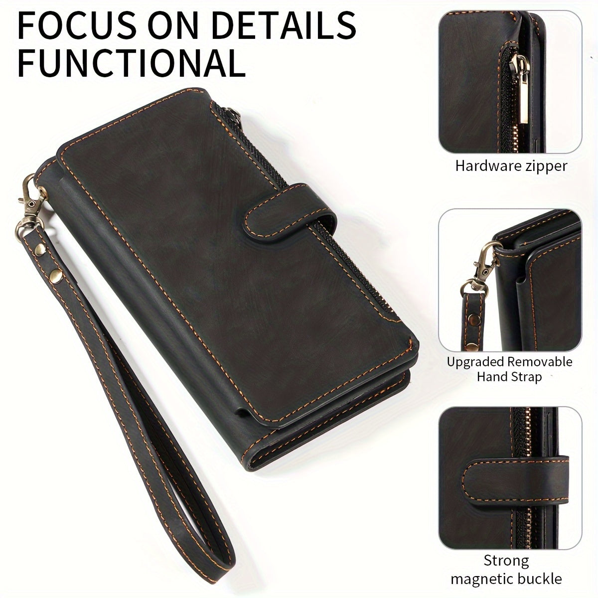 Étui portefeuille rétro en similicuir