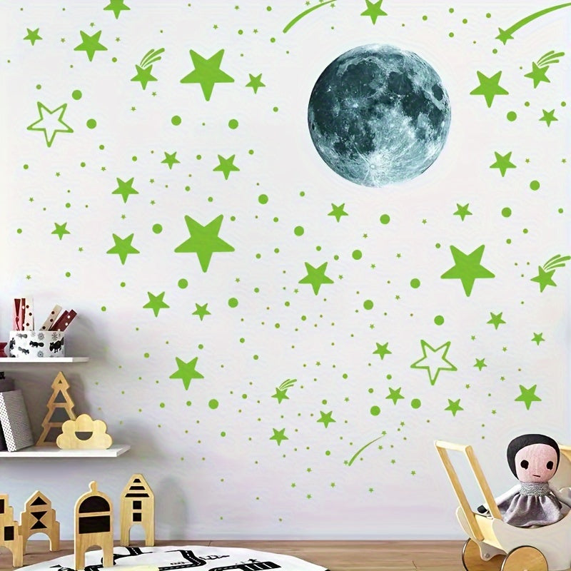 Autocollants muraux phosphorescents étoiles et lune - Topdecheztop.fr