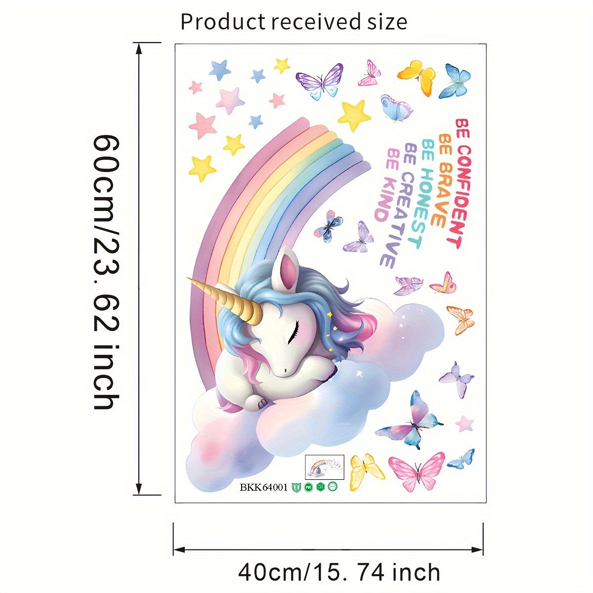 Boho-Chic Rainbow Unicorn Wall Decal - Inspirational Quotes, Removable PVC Sticker for Girls' Rooms, Living Spaces & Nursery Decor - Topdecheztop.fr