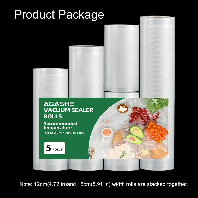 Lot de 5 sacs de mise sous vide AGASHE sans BPA - Longueur : 3 m