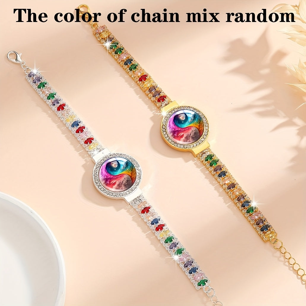 Bracelet  pour femme en zircone synthétique colorée (1 pièce), idéal pour offrir ou à porter au quotidien.