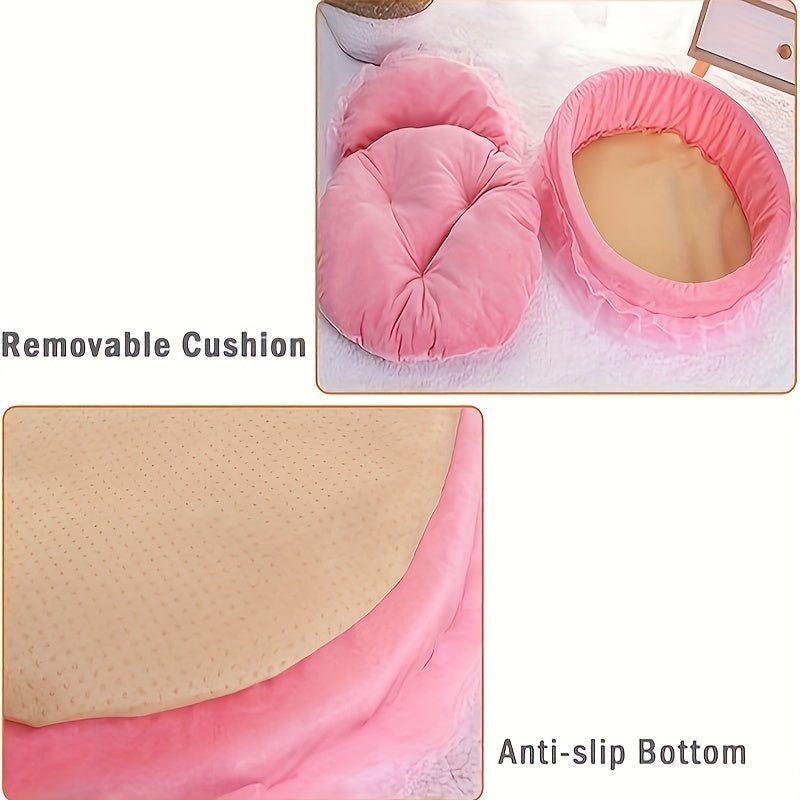 Lit douillet toutes saisons pour chats et chiens - Nid-canapé lavable en peluche