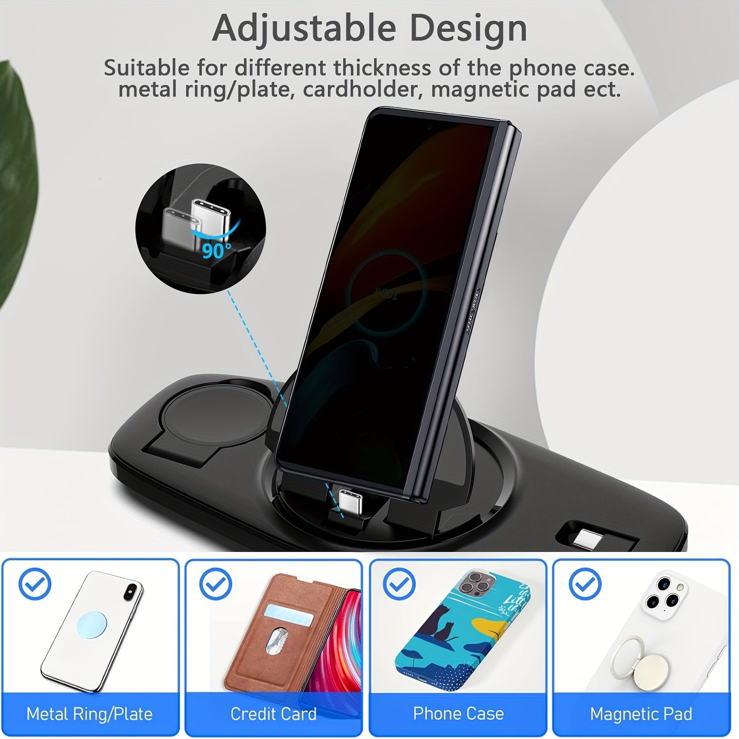 Station de charge pliable et portable pour téléphones mobiles, compatible avec tous les appareils USB-C
