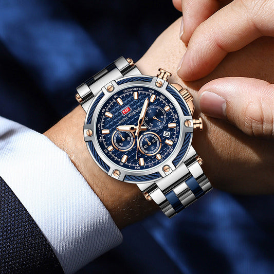 Montre à quartz étanche et lumineuse pour homme avec bracelet en acier Opération réussie - Topdecheztop.fr