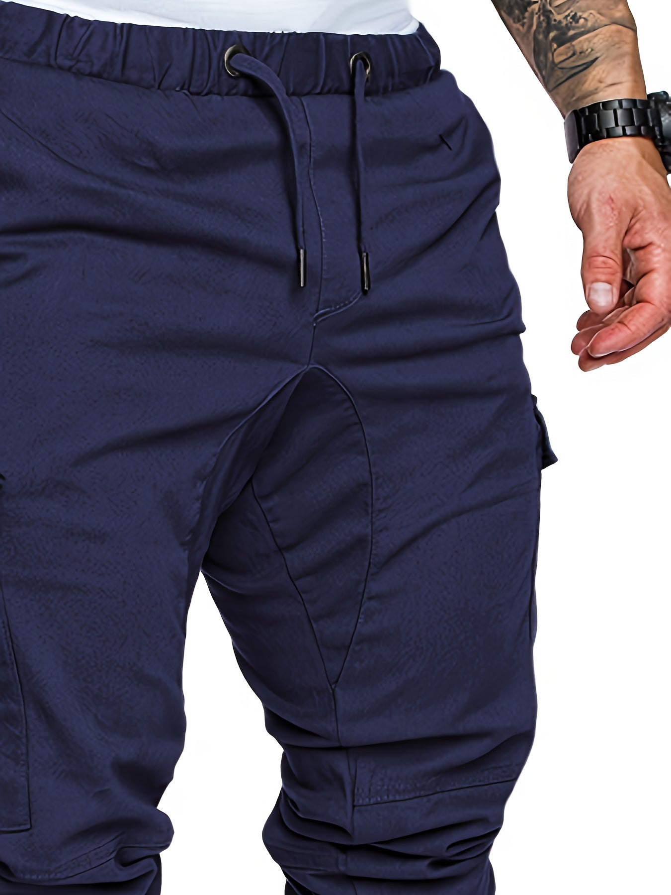 Pantalon cargo robuste pour homme avec design multi-poches, taille réglable