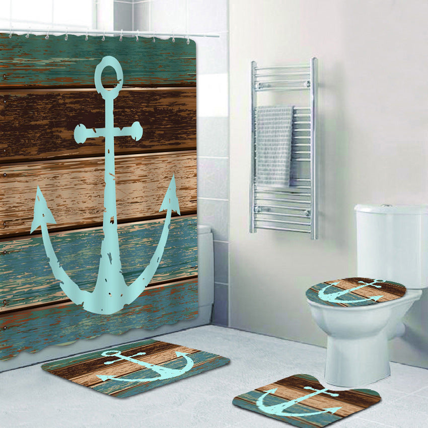 Rideau de douche de salle de bain avec tapis de sol et imprimé