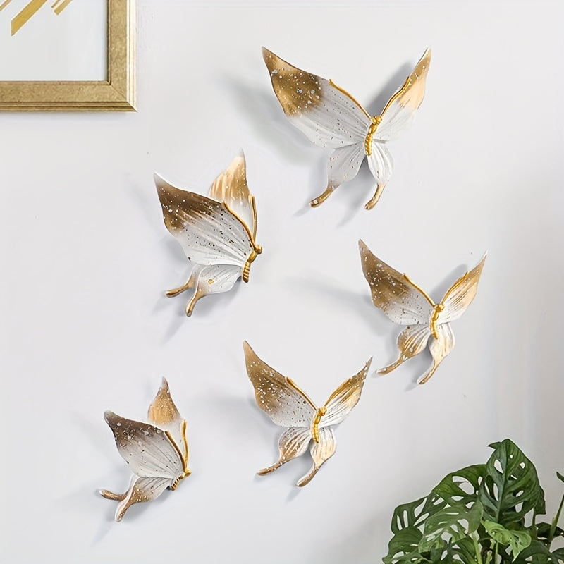 Lot de 5 autocollants muraux papillons 3D en résine - Topdecheztop.fr